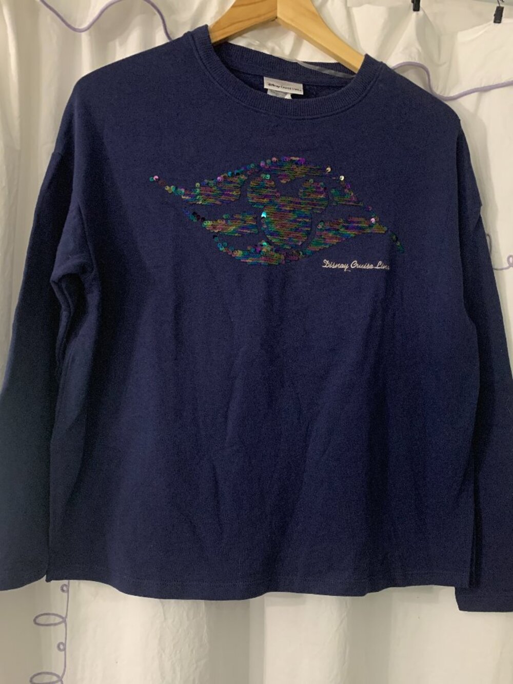 Disney Cruise Line DCL Sequin Flip Crew Neck Sweatshirt XS Women Mickey Mouse